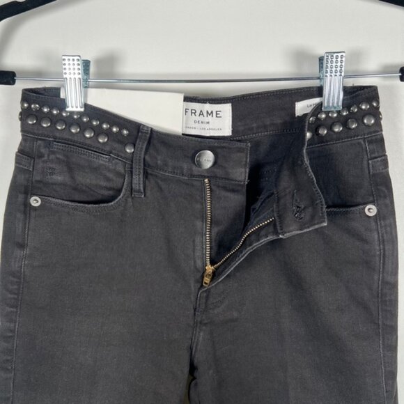 NWT FRAME Denim Le High Straight-Leg Band Studded Jeans-Troupe High-Rise Size 24 - Picture 11 of 16